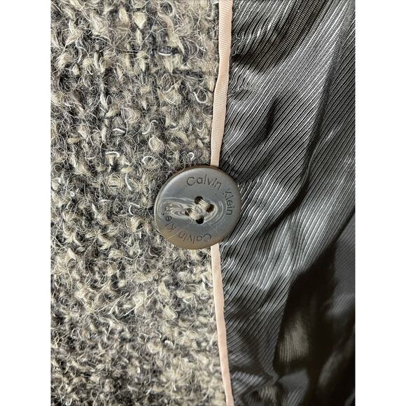 Calvin Klein Women’s Tweed Wool Belted Military Pea Coat size 10 Knit Collar - Picture 9 of 14